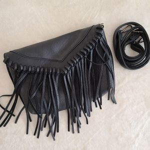 black fringe crossbody